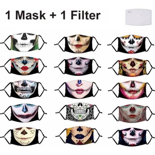 Day of the Dead Mask Skull Cosplay Fashion Face Print Masks Halloween Party Funny Skeleton Face Cover Mexican Festival Catrinas