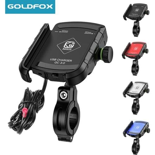 Motorcycle Phone Holder QC 3.0 Quick Charger USB Charger for iPhone Samsung Xiaomi Cell Phone GPS Support Mount Motor Bike Stand