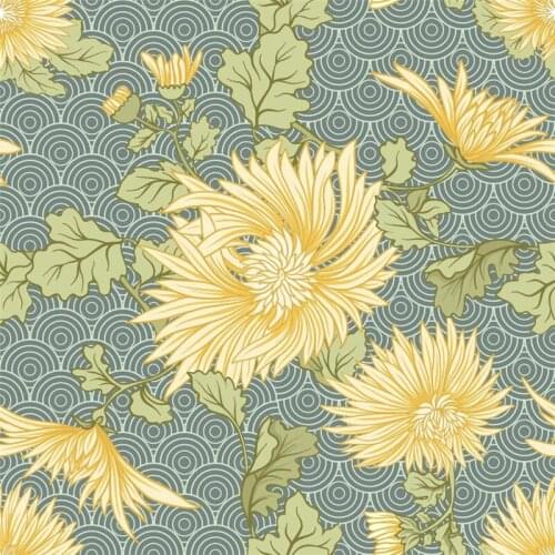 Polyester stretch fabric swimsuit bikini elegant chrysanthemum print fabric thin dress fabric diy clothes shirt patchwork O