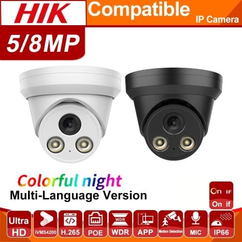 Hikvision Compatible Hikvision Original NVR 5MP 8MP 4K ColorVu Colorful Night Version IP HD POE H.265 Black color camera webcam