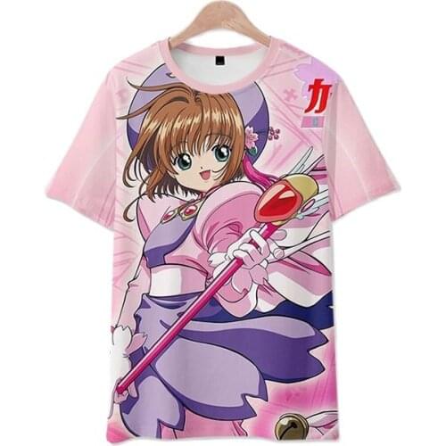 High-Q Unisex Anime Cartoon Card Captor SAKURA cotton T-Shirt tee 3d punk rock KINOMOTO SAKURA loose t-shirt tshirt tee