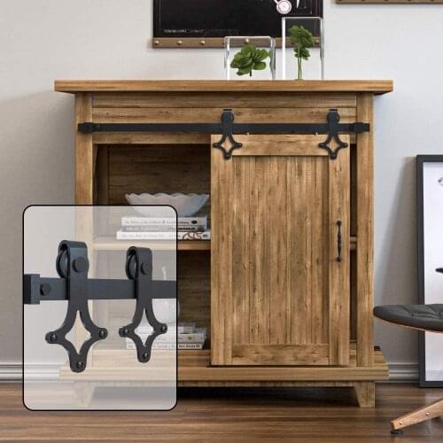 JACHOR 24-72'' Super Mini Sliding Cabinet Hardware Diomond Shape Barn Door Roller System for Single Door