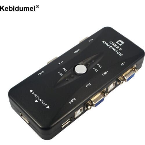 Kebidumei 4 Port hub USB 2.0 KVM Switcher VGA SVGA Switch Box Adapter Connector Printer keyboard Mouse 4 Computers Use 1 monitor