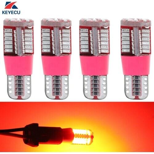 KEYECU 4 Pieces 6000k T10 W5W Wedge 3014 57SMD Bright Red LED Bulbs For Car Interior OutDoor Parking Side Marker Lights
