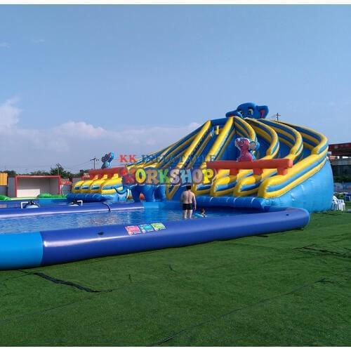 Creative Rainbow Slide Water Park,Mobile Water Park Entertainment inflatable slide pool