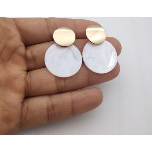 Fashion Round Acrylic Pendant Earrings Irregular Metal Geometric Earrings for Women Wedding Daily Jewelry Wholesale