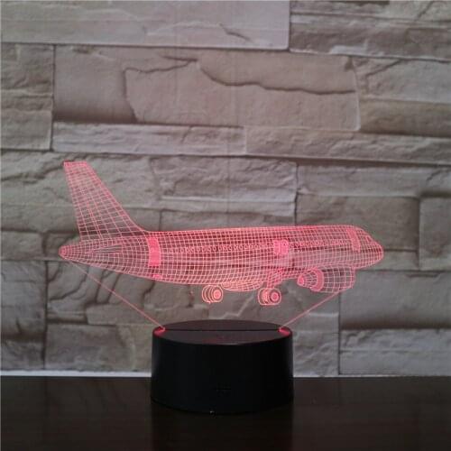 Flying Plane 3D Lamp 7 Color LED Change Remote Switch Small Night Light Colored lights Atmosphere lamp bedroom light For Gift