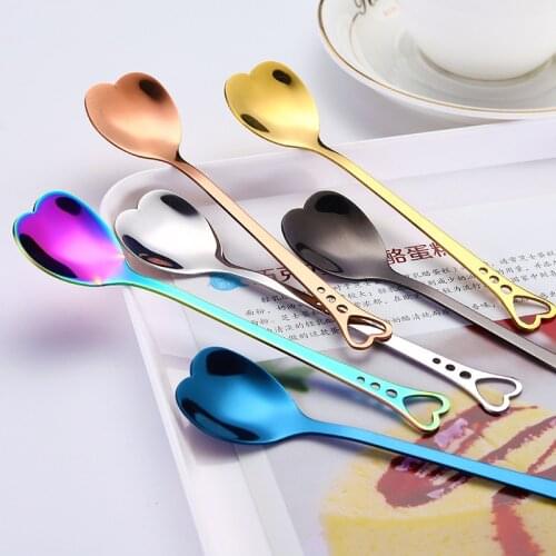 Stainless Steel Love Coffee Scoop Dessert Cake Ice Cream Tableware Teaspoons Stirring Spoon Drinking Tools Heart-shaped