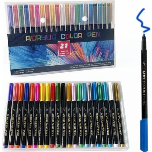 Aibelle 21/25 Colors Acrylic Paint Marker pen Art Marker Pen for Ceramic Rock Glass Porcelain Mug Wood Fabric Canvas Painting