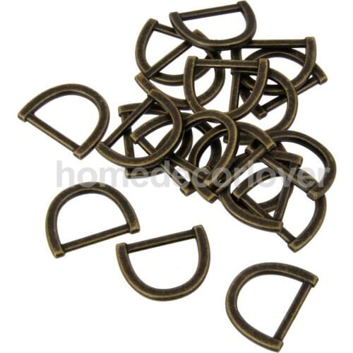 20Pcs Metal D-Ring Buckle Loop Ring for Strap Keeper Bronze