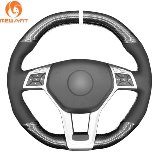 MEWANT Black PU Carbon Fiber Car Steering Wheel Cover for Mercedes Benz A45 AMG W176 C63 W204 CLA C117 CLS 63 S-Model 2011-2016