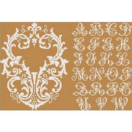 Baroque style letters A-W patterns Counted Cross Stitch 11CT 14CT DIY Chinese Cross Stitch Kits Embroidery Needlework Sets