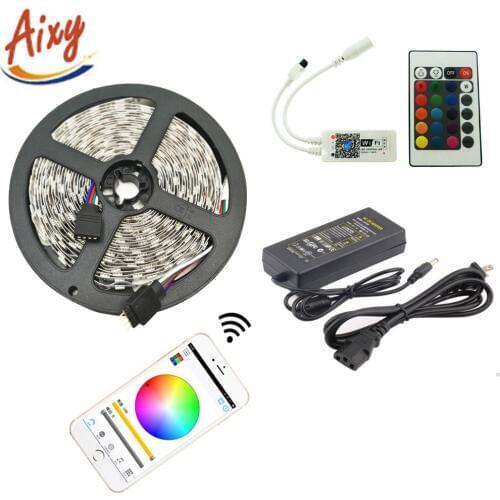 DC12V SMD5050 RGB LED Strip Set 60LED/m 5M LED tape + Mini 24Key WiFi RGB LED Controller + 5A power adapter