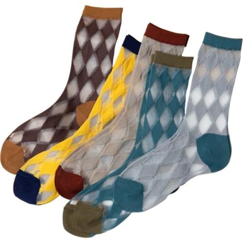 New Diamond Harajuku High Quality Creative Crystal Silk Tide Socks Fashion Candy Color Glass Silk Women Socks