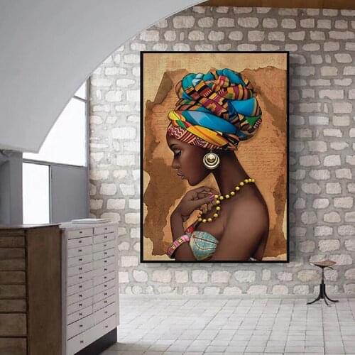 Africa Women Portrait Oil Paintings on Canvas HD Print Modern Poster and Print Wall Art Picture For Living Room Home Decoration