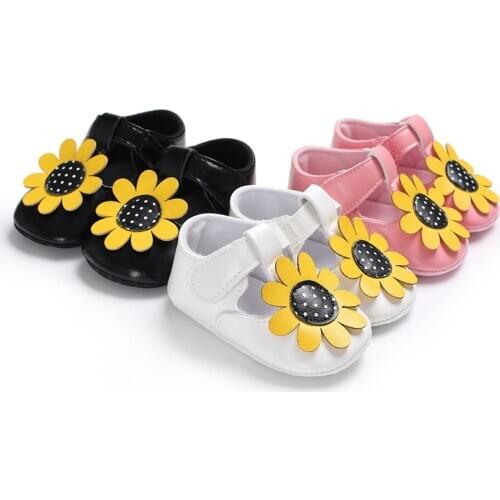 Baby girl newborn baby sunflower flower PU casual princess shoes