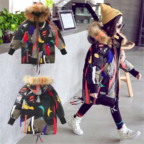 Girls Down Parkas Winter Coat Children Fashion Big Fur Collar Thick Outerwear For Baby Girl Kids Jacket Teenager Clothes 5 6 7 8