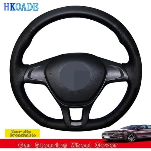 DIY Black Soft Artificial Leather Hand-stitched Car Steering Wheel Covers Wrap For Volkswagen VW Golf 7 Mk7 New Polo 2017 2016 2