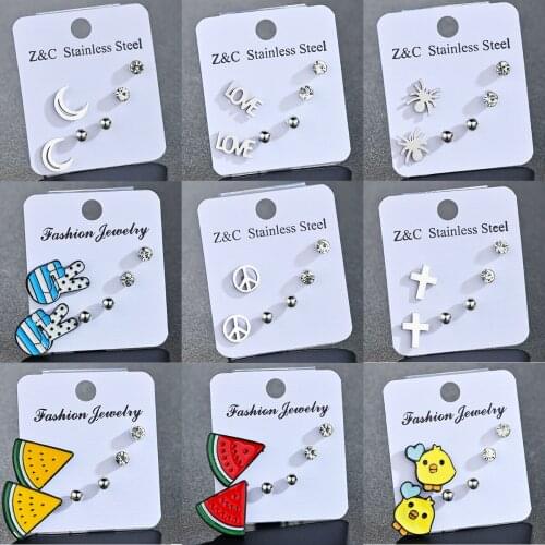 Cute Cartoon Fruit Watermelon Ear Studs Crystal 3 Colors Pink Yellow Red Drop Earrings Sector Ear Stud Girls Jewelry