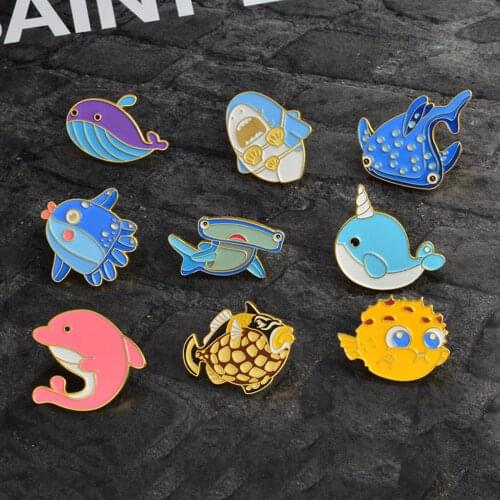 Cute Ocean Animal Pin Brooches Enamel Badges For Women Men Badge Shirt Backpack Brooches Jewelry Accessories, 1 Piece