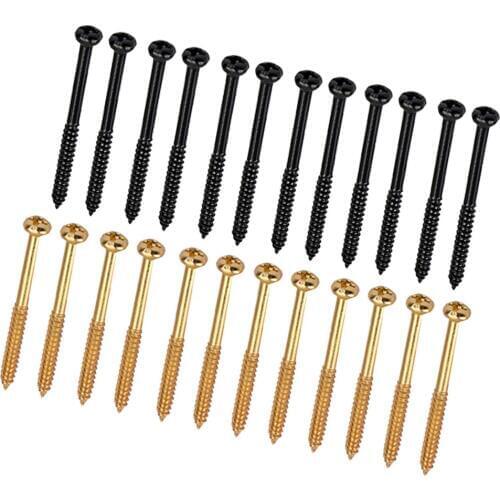 24pcs/pack Humbucker Pickup Screw Black/Gold for Bass Guitar P90 Replacements