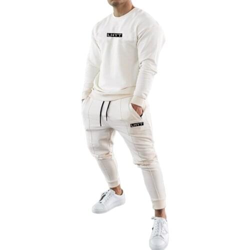 Tracksuit Men 2021 New pullover 2 Pieces Set Sweatshirt + Sweatpants Casual Mens Ropa Hombre Cotton Sports Suit Gyms Sweatshirt