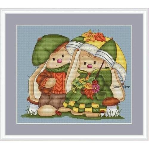 Tt Gold Collection Counted Cross Stitch Kit Cross stitch RS cotton with cross stitch Bonnie Rabbit - Autumn Lover Rabbit