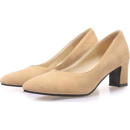Big Size 14 15 16 17 ladies high heels women shoes woman pumps Pointed heavy-heeled single shoe