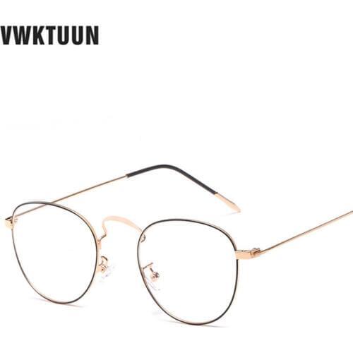 VWKTUUN Metal Glasses Frame Clear Lens Computer Glasses Frames Round Optical Lens Frame Students Fake Glasses Unsiex Eyewear