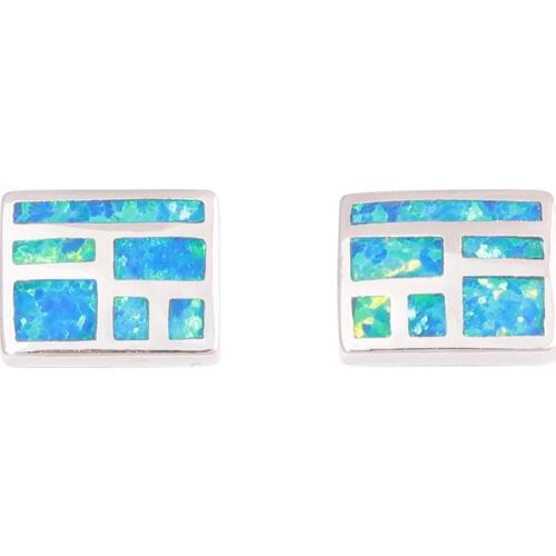 CiNily Created Blue Fire Opal Silver Plated Wholesale Fashion for Women Jewelry Engagement 7mm OH4574