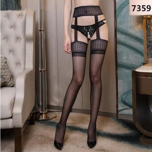 Women Sexy Lingerie Garter Belt Stockings Thigh High Transparent Lace Over Knee Stockings Sexy Nylon Pantyhose Medias Hosiery