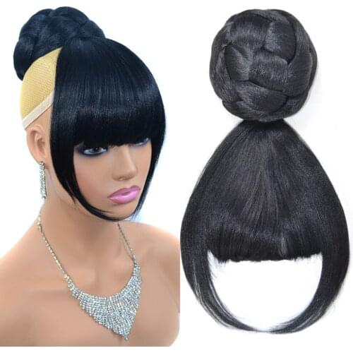 Zm hairEuropean and American retro bun bun and bangs integrated wig, bun bangs yaki bun and bang set hair