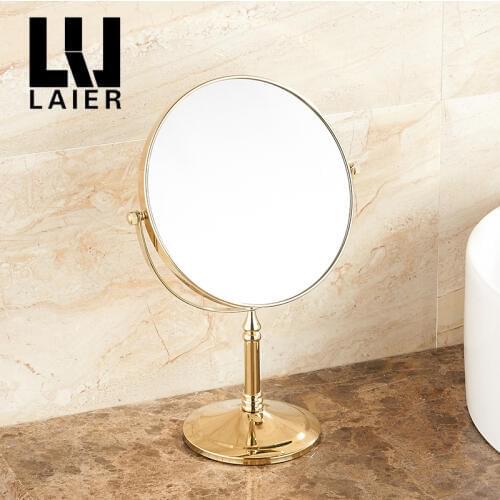 Gold Makeup Mirror Bath Mirror Beauty Mirror Magnifying Copper Rotating standing table Mirror 8 Inch
