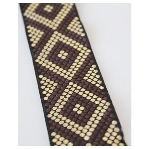 10yards/lot wide 3.3cm Woven Jacquard Ribbon Geometric quadrilateral gold in black for curtain and clothing accessory LS-9837
