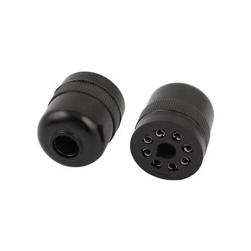 2 Pcs Black Plastic Housing 8Pin Terminal Round Shape Power Relay Socket