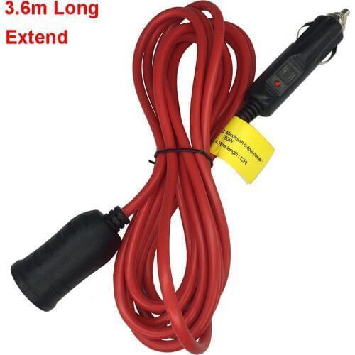 3.6m long 12V/24V Car Cigarette Lighter Socket Plug Extension Extend Cable Copper Wire Cord Wire adapter Power Supply Heavy Duty