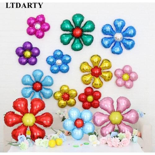 100pcs Flower Aluminum Foil Balloons Happy Birthday Wedding Decoration Balloons Baby Shower Marketing Activities Party Supplies