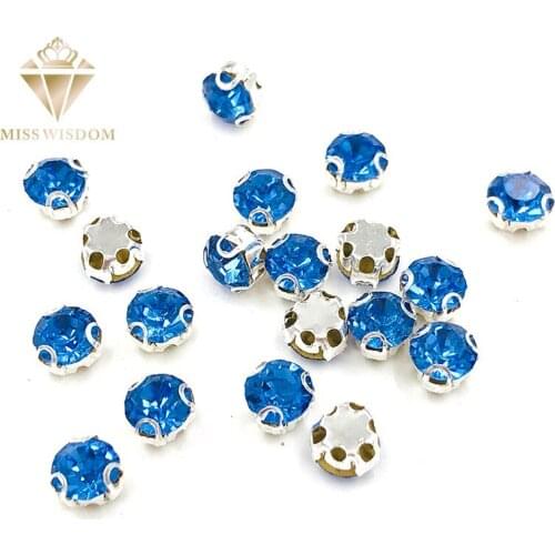 4mm/5mm/6mm/8mm Light blue D shape claw rhinestone strass Glass Crystal sew on rhinestones High quality diy clothing accessories