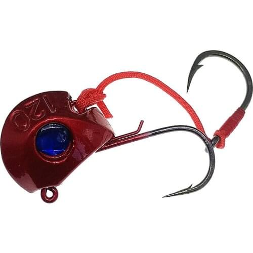 5pcs 120g red fish head Jig Hooks Big Jig Head for Soft Lure Weighted Fishing Hooks Colorful JIGS