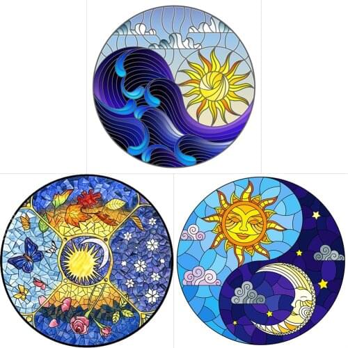 Circle Sun and Moon Diamond Painting DIY Full Round Drill Christmas Diamond Painting Home Decoration Gift Hanging Painting 30x30