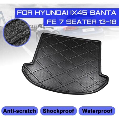 Car Floor Mat Carpet Rear Trunk Anti-mud Cover For Hyundai IX45 Santa Fe 7 Seater 2013-2018