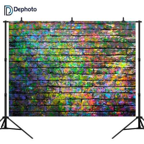 DePhoto Graffiti Colorful Brick Wall Seamless Vinyl Photography Backdrop Photo Background Studio Prop PGT121