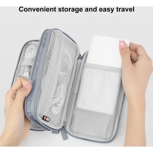 BUBM Storage Bag Portable Data Cable Organizer Double Layers Power Bank Storage Holder for Digital Gadget Organization Polyester