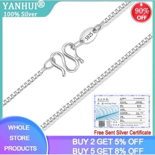 Easy to Operate W Clasp Design Whole All 100% Original 925 Silver Box Chain Necklaces Women Silver 925 Jewelry Accessories CN02