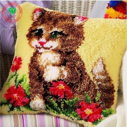 DIY Needlework Embroidery Set Carpets Latch hook kits diy pillowcase embroidery Cute Cat Pillowcase Carpet embroidery Pillowcase