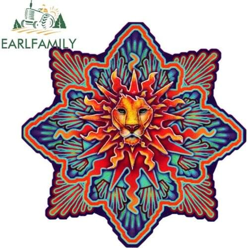 EARLFAMILY 13cm x 13cm Sun Lion Decal Window Art Sticker Vintage Funny Unique Car Accessories Waterproof Car Sticker Decor