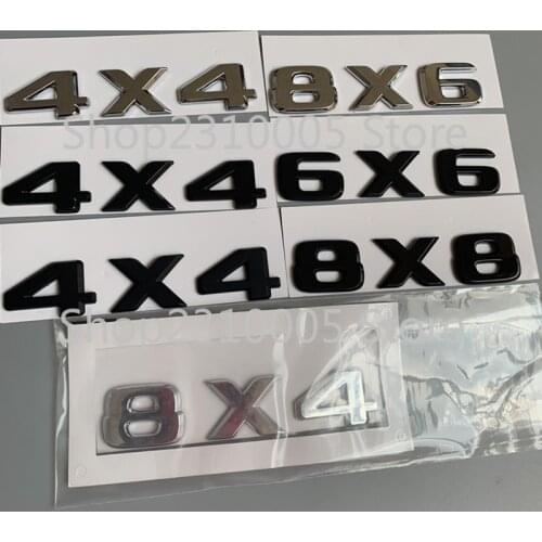 Number Emblem 4x4 6x6 8x8 6x4 8x4 8x6 Car Styling Fender Trunk Logo Sticker for Jeep Mercedes Benz BMW Chrome Glossy Matte Black