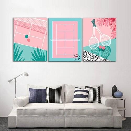 ALMUDENA No Frame Nordic Style Canvas Poster Pink Tennis Painting for Modern Home Decoration Living Room Wall Art Picture