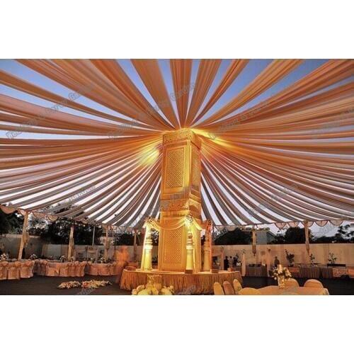 Good Quality 12pcs 10mx0.7m golden Wedding roof Draper Canopy Drapery colour mixture Luxury Wedding roof Drape