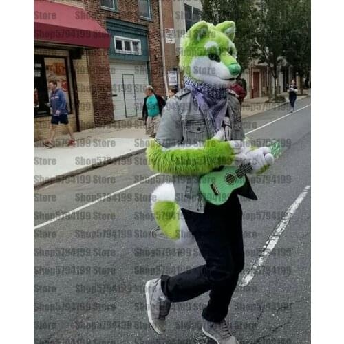 Customised #M21 GREEN FOX HUSKY Dog Furry Fursuit Suit Mascot Costume Cosplay Animal Party Fancy Dress Carnival Birthday Gift